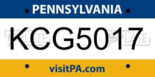KCG5017 Pennsylvania License Plate