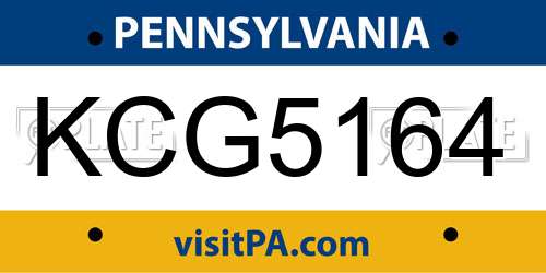 KCG5164 Pennsylvania License Plate