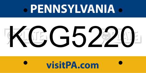 KCG5220 Pennsylvania License Plate