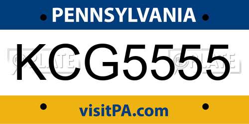 KCG5555 Pennsylvania License Plate