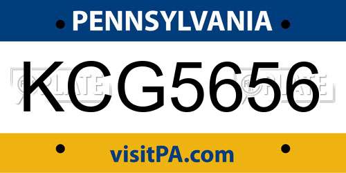 KCG5656 Pennsylvania License Plate