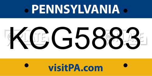 KCG5883 Pennsylvania License Plate
