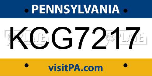 KCG7217 Pennsylvania License Plate