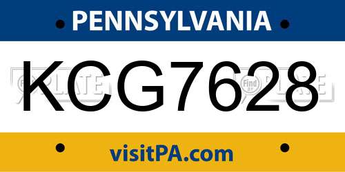 KCG7628 Pennsylvania License Plate