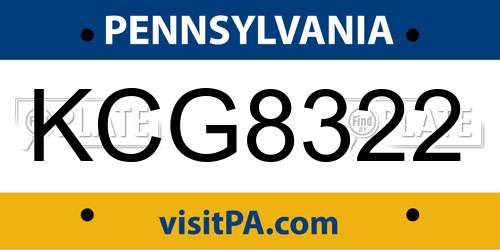 KCG8322 Pennsylvania License Plate