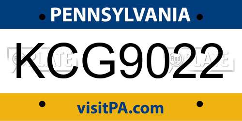 KCG9022 Pennsylvania License Plate