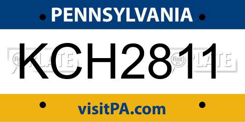 KCH2811 Pennsylvania License Plate