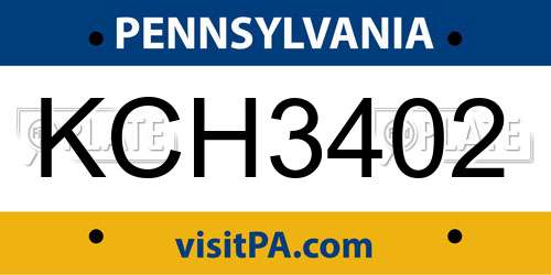 KCH3402 Pennsylvania License Plate