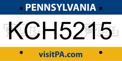 KCH5215 Pennsylvania License Plate