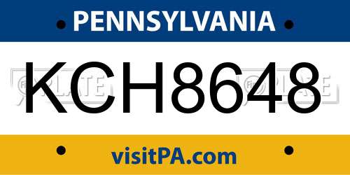 KCH8648 Pennsylvania License Plate