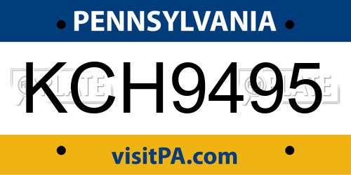 KCH9495 Pennsylvania License Plate