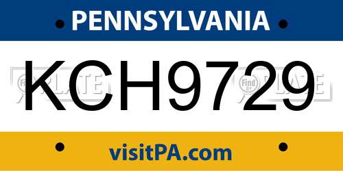 KCH9729 Pennsylvania License Plate