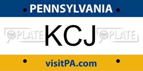 KCJ Pennsylvania License Plate