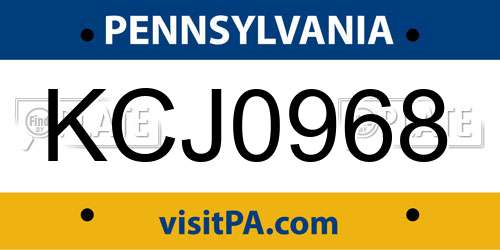 KCJ0968 Pennsylvania License Plate