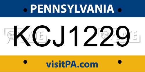 KCJ1229 Pennsylvania License Plate