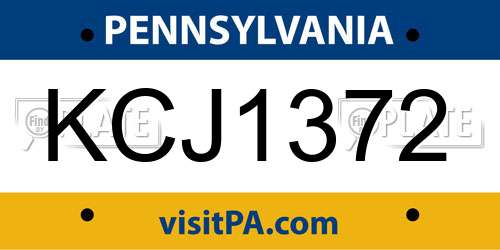 KCJ1372 Pennsylvania License Plate