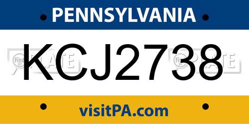 KCJ2738 Pennsylvania License Plate
