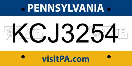 KCJ3254 Pennsylvania License Plate