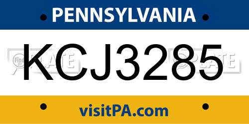 KCJ3285 Pennsylvania License Plate