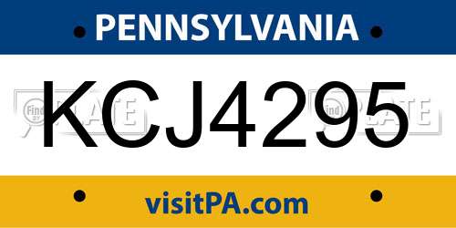 KCJ4295 Pennsylvania License Plate