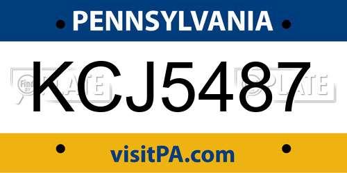 KCJ5487 Pennsylvania License Plate