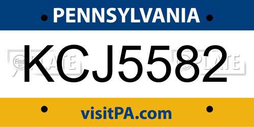 KCJ5582 Pennsylvania License Plate