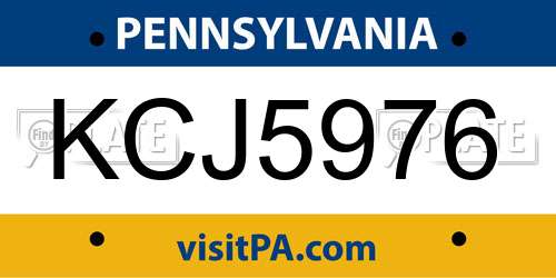 KCJ5976 Pennsylvania License Plate
