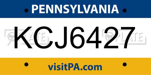 KCJ6427 Pennsylvania License Plate