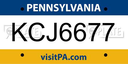 KCJ6677 Pennsylvania License Plate