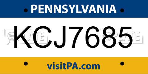 KCJ7685 Pennsylvania License Plate