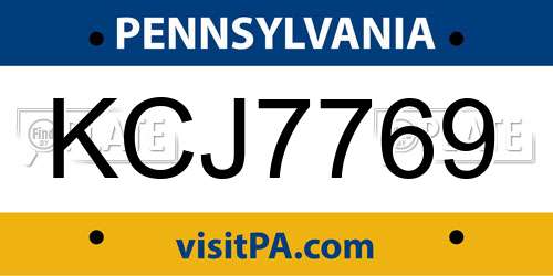 KCJ7769 Pennsylvania License Plate