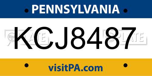 KCJ8487 Pennsylvania License Plate