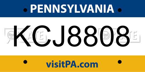 KCJ8808 Pennsylvania License Plate