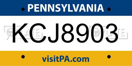 KCJ8903 Pennsylvania License Plate