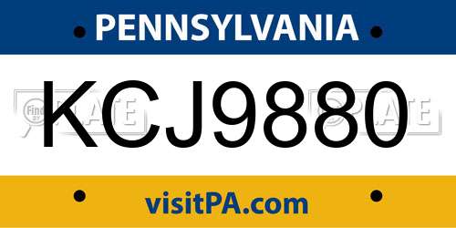 KCJ9880 Pennsylvania License Plate