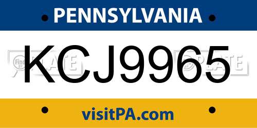 KCJ9965 Pennsylvania License Plate