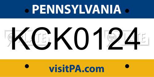 KCK0124 Pennsylvania License Plate
