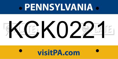 KCK0221 Pennsylvania License Plate
