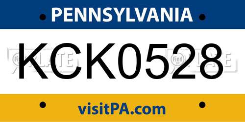 KCK0528 Pennsylvania License Plate