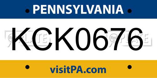 KCK0676 Pennsylvania License Plate