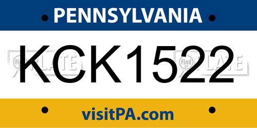 KCK1522 Pennsylvania License Plate
