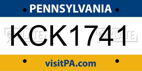 KCK1741 Pennsylvania License Plate