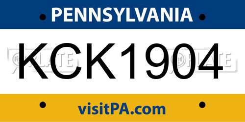 KCK1904 Pennsylvania License Plate