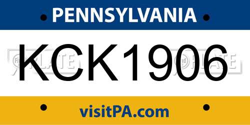 KCK1906 Pennsylvania License Plate