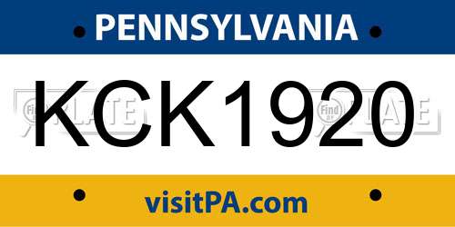 KCK1920 Pennsylvania License Plate