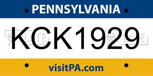 KCK1929 Pennsylvania License Plate