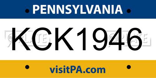 KCK1946 Pennsylvania License Plate