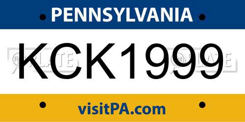 KCK1999 Pennsylvania License Plate
