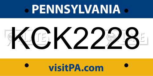 KCK2228 Pennsylvania License Plate