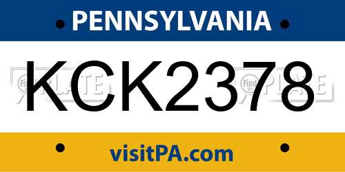 KCK2378 Pennsylvania License Plate